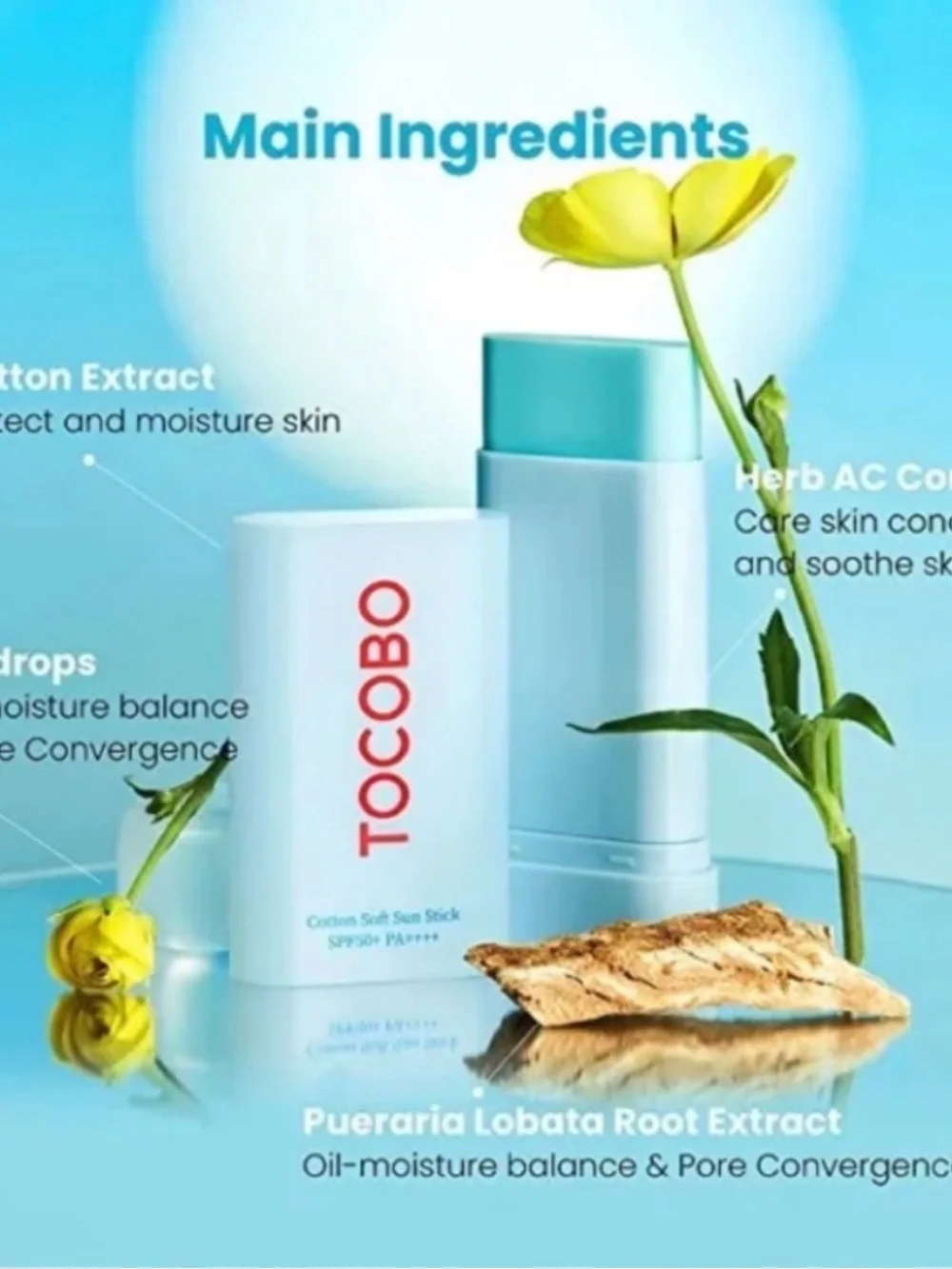 TOCOBO Cotton Soft Sun Stick (SPF50 PA++++) - Light Blue